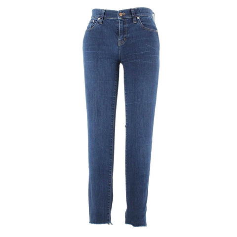 Madewell Alley Straight Raw Hem 26 x 27.5 Navy Blue Denim Cotton Blend Jeans