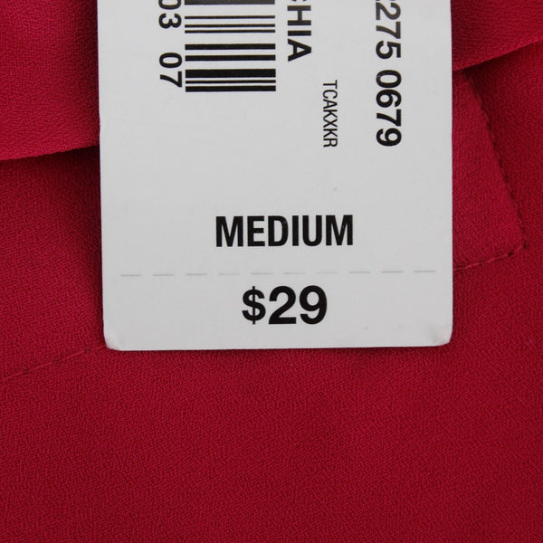 Worthington NEW $29 Sz M Magenta Sheer Hi Lo Button Front Patch Pockets Poly Top