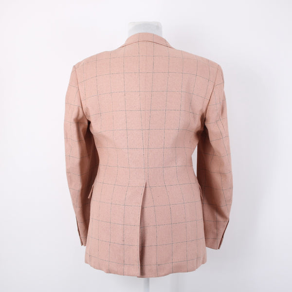 Polo Ralph Lauren Sz 41R Pink Green Windowpane Raw Silk Lined 2 Button Jacket
