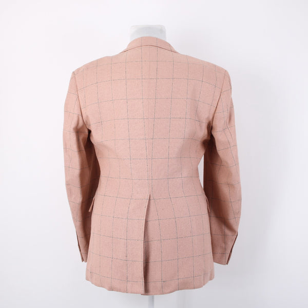 Polo Ralph Lauren Sz 41R Pink Green Windowpane Raw Silk Lined 2 Button Jacket
