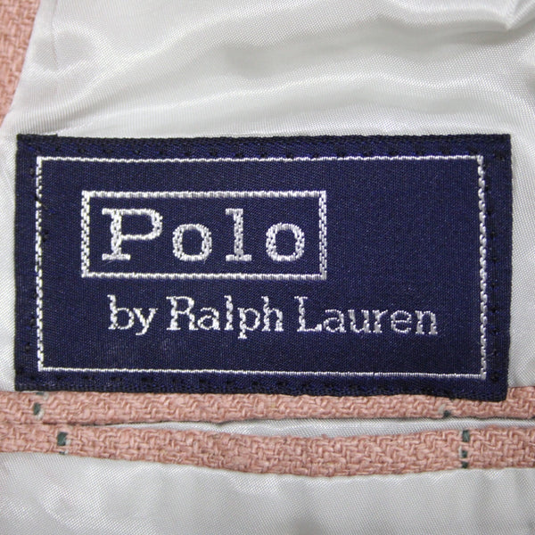 Polo Ralph Lauren Sz 41R Pink Green Windowpane Raw Silk Lined 2 Button Jacket
