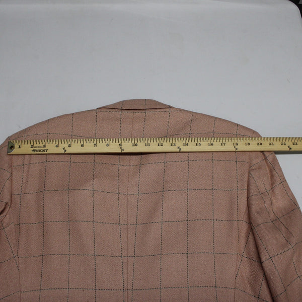 Polo Ralph Lauren Sz 41R Pink Green Windowpane Raw Silk Lined 2 Button Jacket