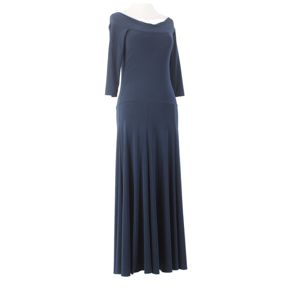 Joseph Ribkoff Dress Sz 4 Navy Blue Mid Sleeve Fit And Flare No Fabric Dress