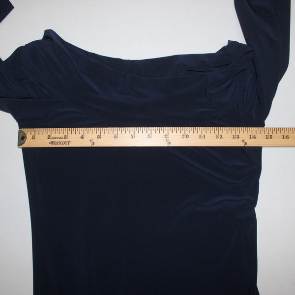 Joseph Ribkoff Dress Sz 4 Navy Blue Mid Sleeve Fit And Flare No Fabric Dress