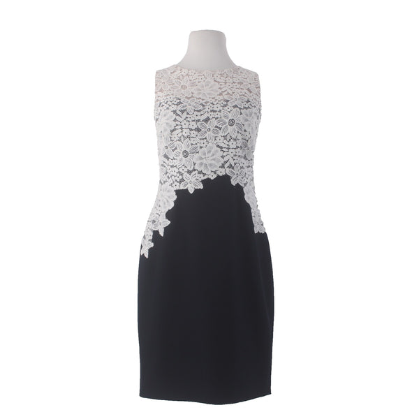 Lauren Ralph Lauren Dress Sz 10 Navy Blue White Lace Polyester Elastane Dress