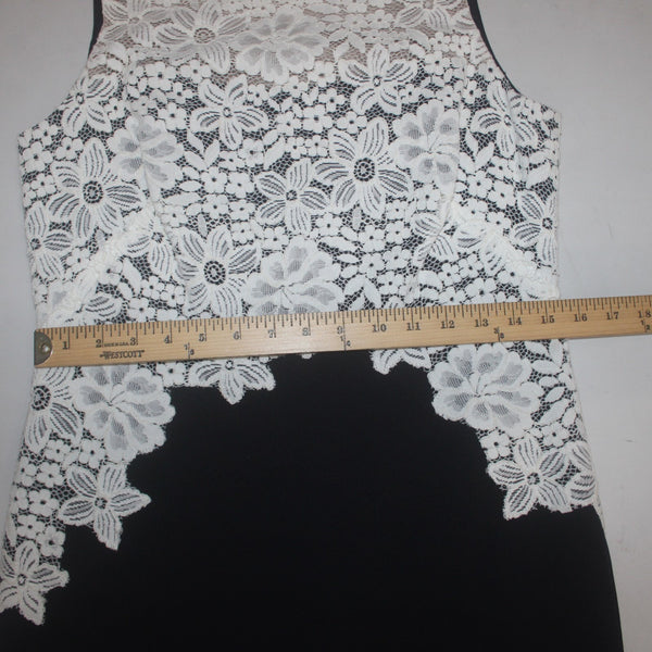 Lauren Ralph Lauren Dress Sz 10 Navy Blue White Lace Polyester Elastane Dress