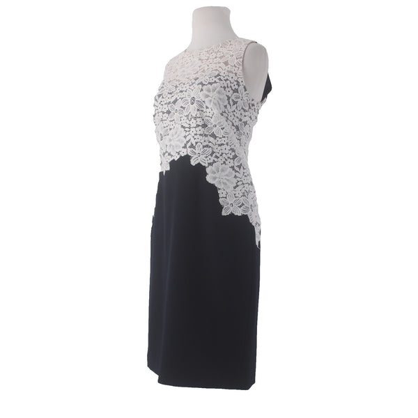 Lauren Ralph Lauren Dress Sz 10 Navy Blue White Lace Polyester Elastane Dress