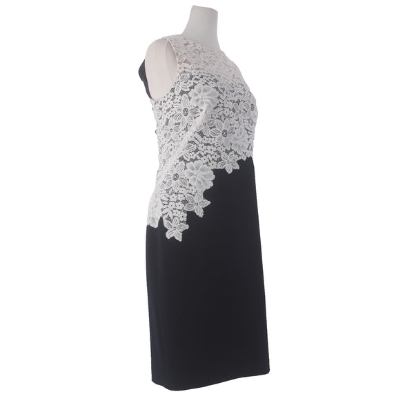 Lauren Ralph Lauren Dress Sz 10 Navy Blue White Lace Polyester Elastane Dress