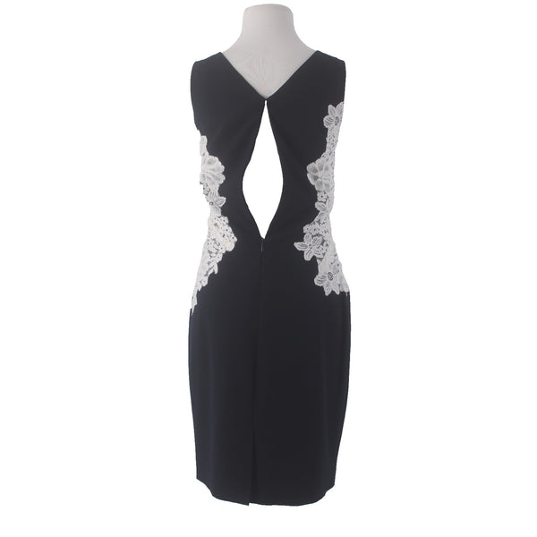 Lauren Ralph Lauren Dress Sz 10 Navy Blue White Lace Polyester Elastane Dress