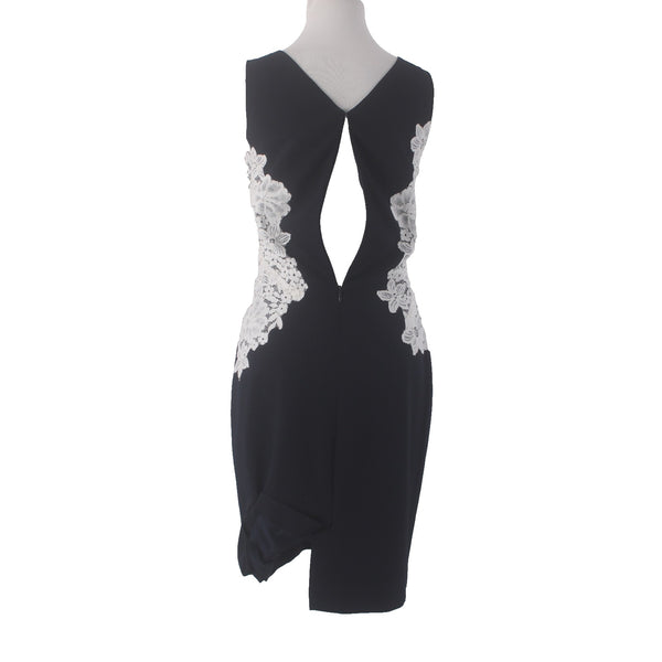 Lauren Ralph Lauren Dress Sz 10 Navy Blue White Lace Polyester Elastane Dress