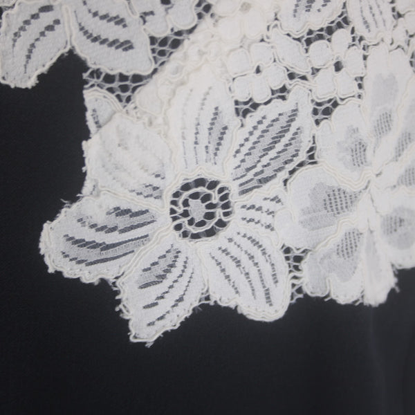 Lauren Ralph Lauren Dress Sz 10 Navy Blue White Lace Polyester Elastane Dress