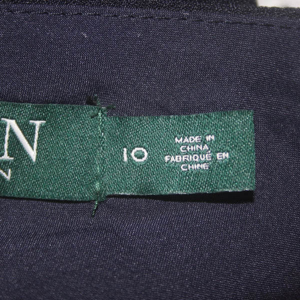 Lauren Ralph Lauren Dress Sz 10 Navy Blue White Lace Polyester Elastane Dress