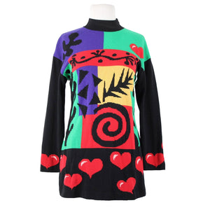 St John Sportswear Sz S Black Purple Green Multi Santana Knit AS IS Sweater