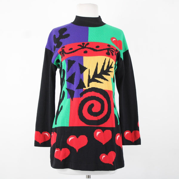 St John Sportswear Sz S Black Purple Green Multi Santana Knit AS IS Sweater