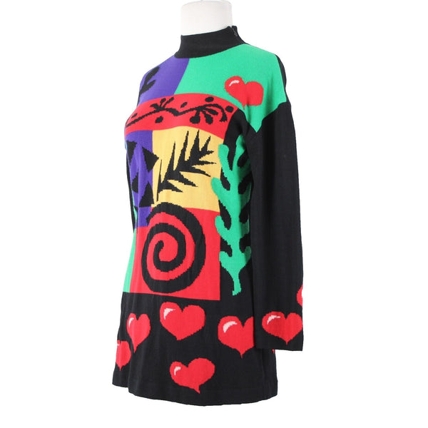 St John Sportswear Sz S Black Purple Green Multi Santana Knit AS IS Sweater