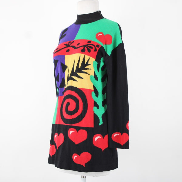 St John Sportswear Sz S Black Purple Green Multi Santana Knit AS IS Sweater
