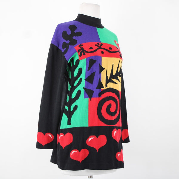 St John Sportswear Sz S Black Purple Green Multi Santana Knit AS IS Sweater