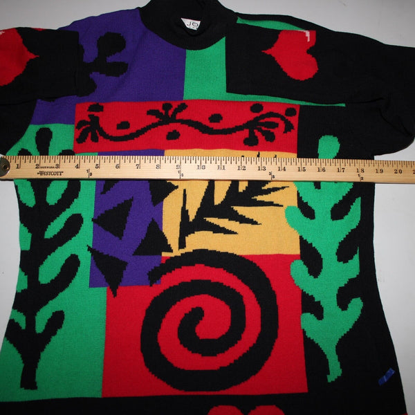 St John Sportswear Sz S Black Purple Green Multi Santana Knit AS IS Sweater