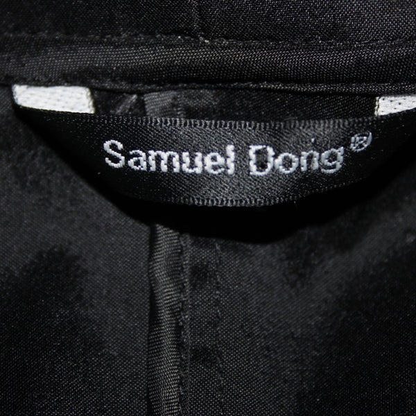 Samuel Dong Sz XL Black Collared Zip Ruffle Unlined Poly Nylon Spandex Jacket
