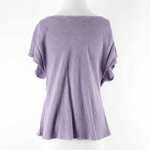 Nomad NEW Sz 46 Lavender Black Striped Draped Front Cotton Blend Top