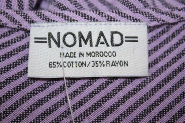 Nomad NEW Sz 46 Lavender Black Striped Draped Front Cotton Blend Top