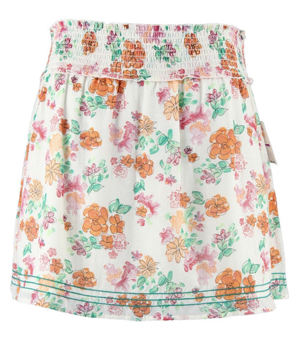 Frenchi NWT $38 Sz M Cream Orange Multi Cotton Rayon Floral Lined Skirt
