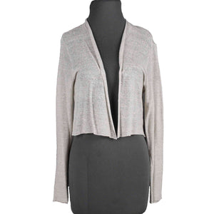 Eileen Fisher Sz S Beige Tan Open Knit Long Sleeve Linen Silk Wrap Sweater