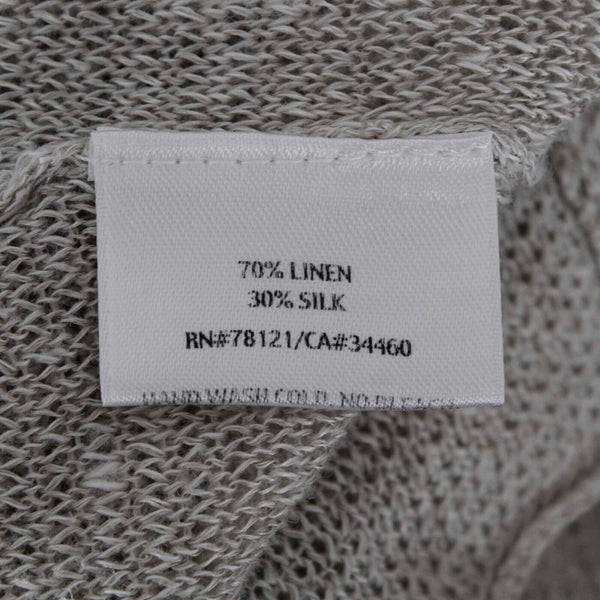 Eileen Fisher Sz S Beige Tan Open Knit Long Sleeve Linen Silk Wrap Sweater