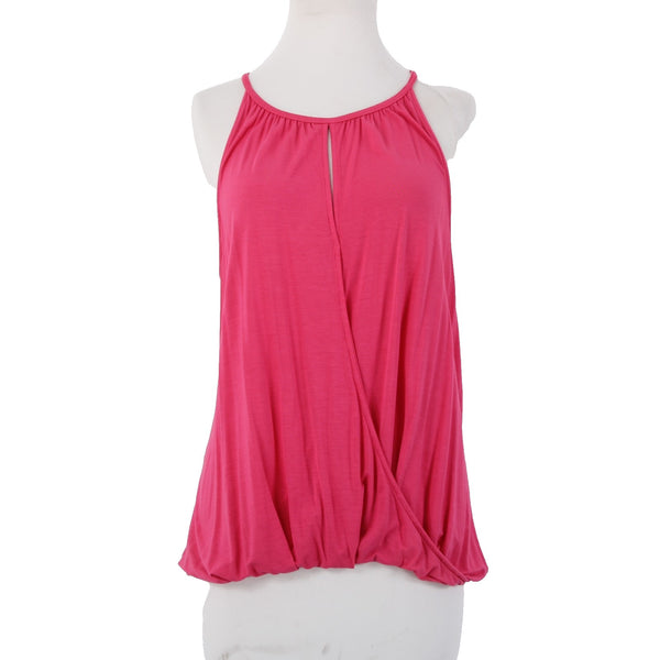 Michael Stars Top Sz OS Pink Hi Lo Draped Waist Rayon Spandex Top