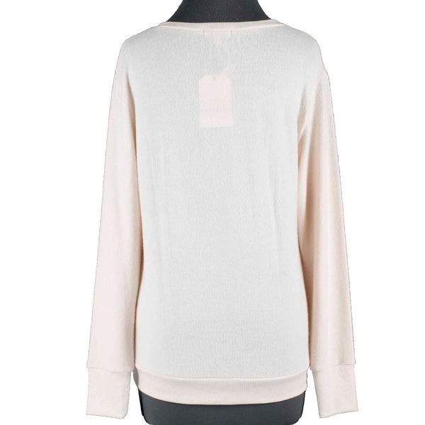 LNA NEW $110 Sz S Peach V Neck Ripped Neck Rayon Polyester Spandex Sweater