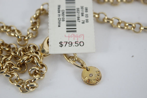 Talbots NEW $50 19in Goldtone 3 Strand Chain Faceted Smokey Stones Necklace