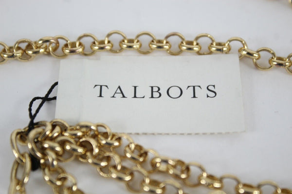 Talbots NEW $50 19in Goldtone 3 Strand Chain Faceted Smokey Stones Necklace