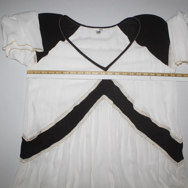 Society Amuse Sz S White Black Lined Lace Gold Trim Beaded Woven Viscose Dress