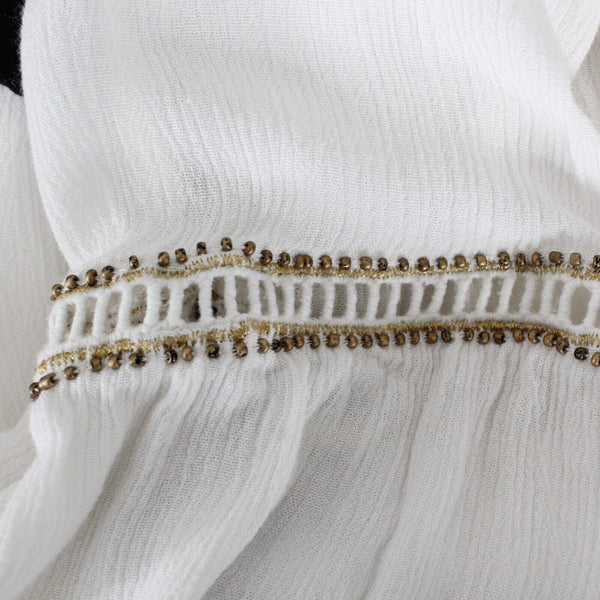 Society Amuse Sz S White Black Lined Lace Gold Trim Beaded Woven Viscose Dress