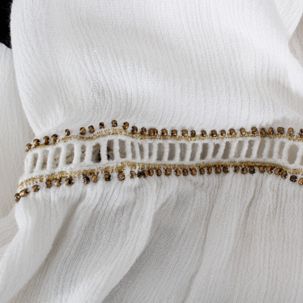 Society Amuse Sz S White Black Lined Lace Gold Trim Beaded Woven Viscose Dress