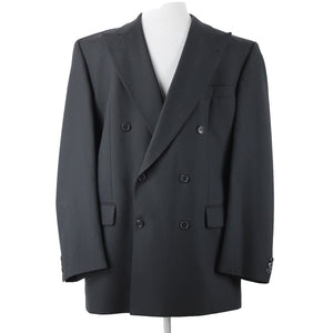 Baumler Sz 48 L / 114 See Meas Black Double Breasted 100% Virgin Wool Jacket