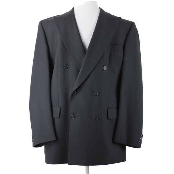 Baumler Sz 48 L / 114 See Meas Black Double Breasted 100% Virgin Wool Jacket