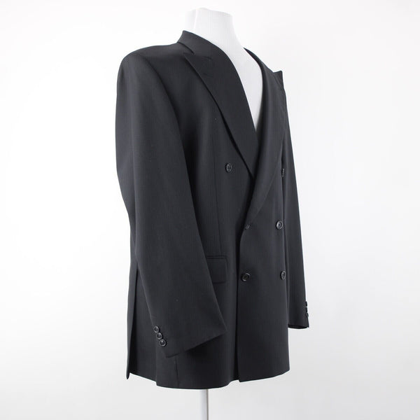 Baumler Sz 48 L / 114 See Meas Black Double Breasted 100% Virgin Wool Jacket