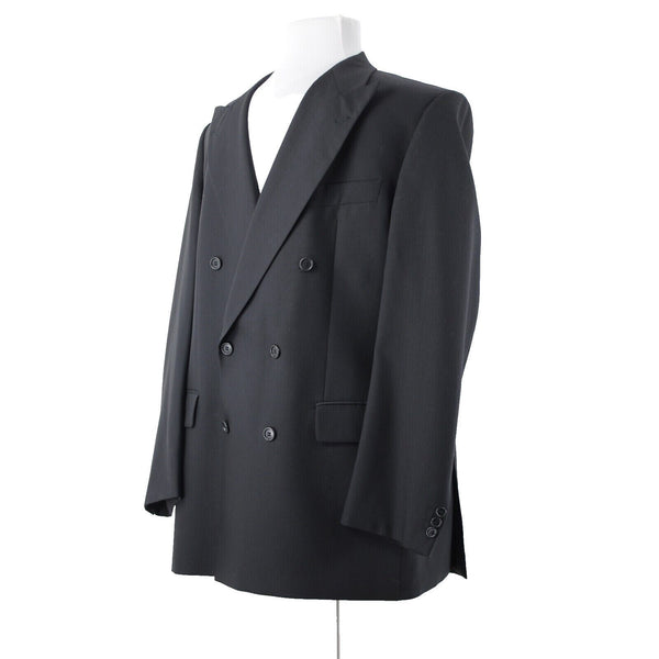 Baumler Sz 48 L / 114 See Meas Black Double Breasted 100% Virgin Wool Jacket