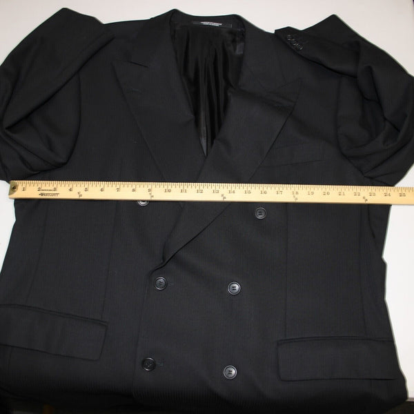 Baumler Sz 48 L / 114 See Meas Black Double Breasted 100% Virgin Wool Jacket