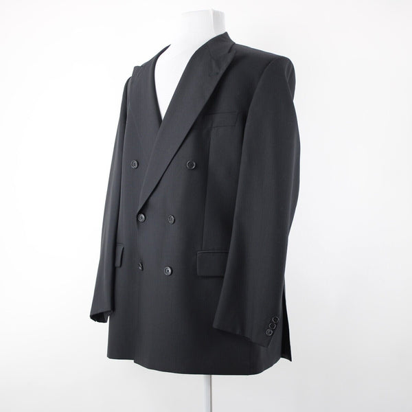 Baumler Sz 48 L / 114 See Meas Black Double Breasted 100% Virgin Wool Jacket