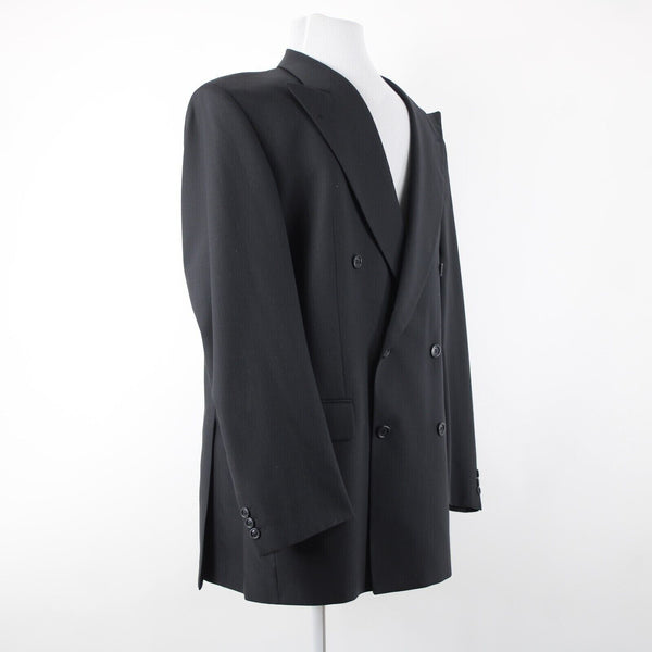 Baumler Sz 48 L / 114 See Meas Black Double Breasted 100% Virgin Wool Jacket