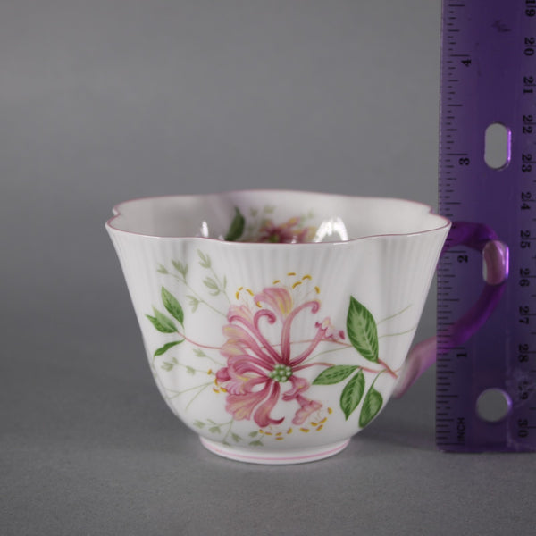 Shelley Tea Cup With Saucer Honey Suckle Pink White Floral Tea Cup With Saucer