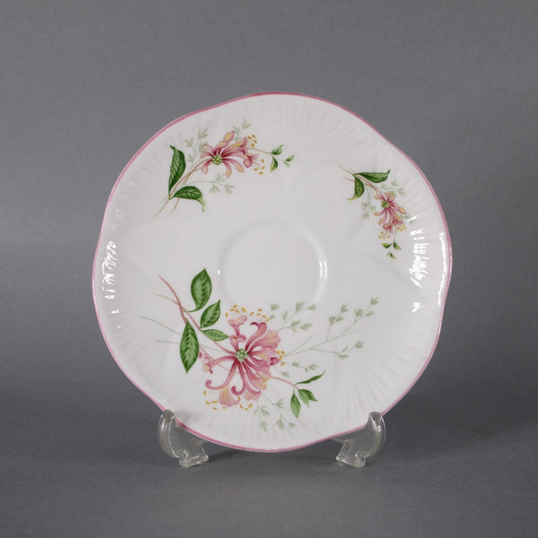 Shelley Tea Cup With Saucer Honey Suckle Pink White Floral Tea Cup With Saucer