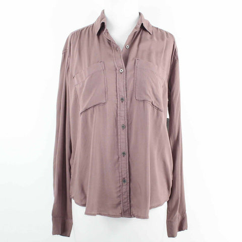 Mudd NEW $36 Sz XS Muted Plum Purple Pink Button Front Pockets 100% Rayon Shirt