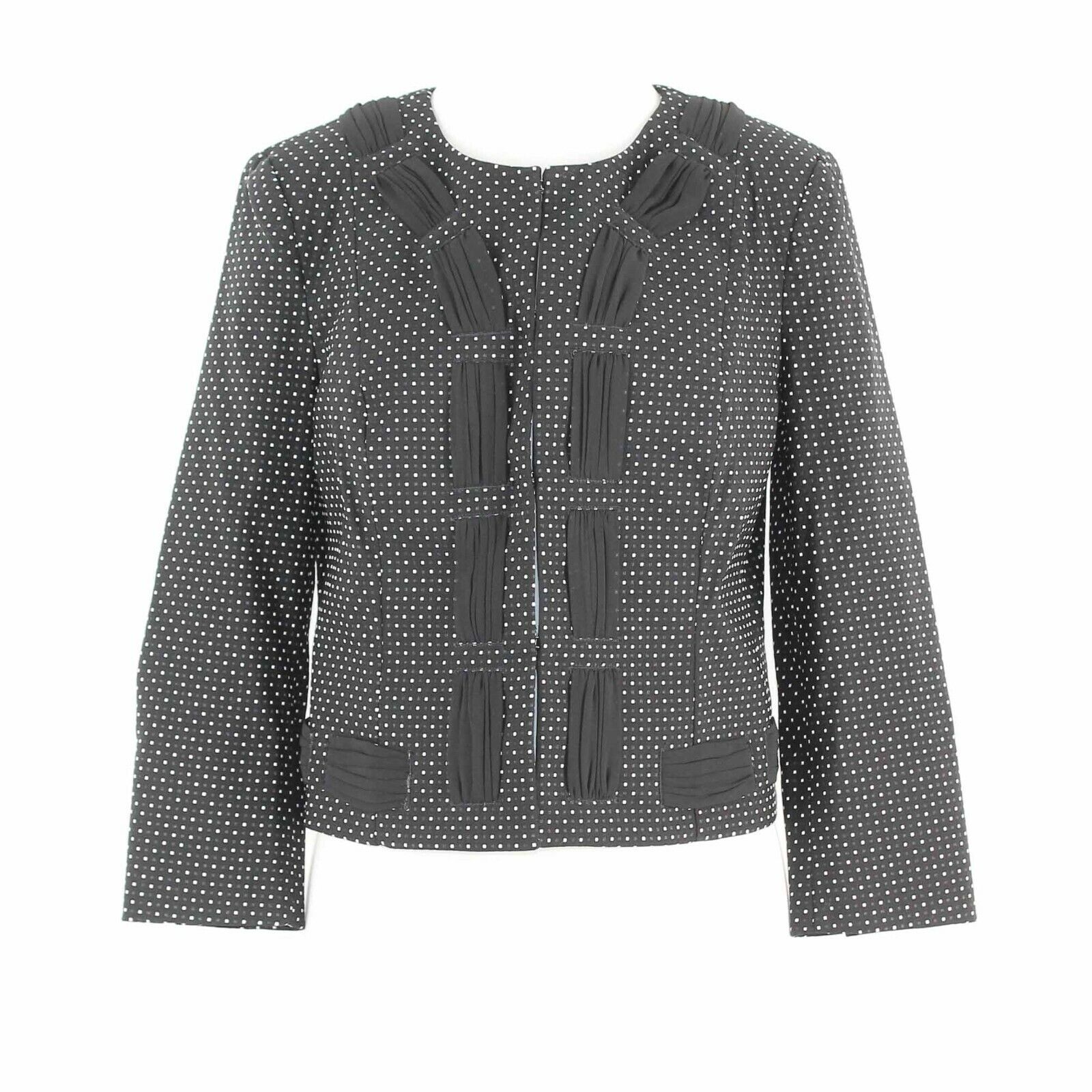 CAbi Sz 4 Black White Square Dotted Lined Chiffon Poly Rayon Blend Jacket