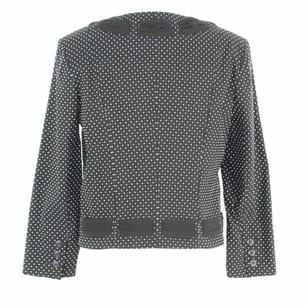 CAbi Sz 4 Black White Square Dotted Lined Chiffon Poly Rayon Blend Jacket