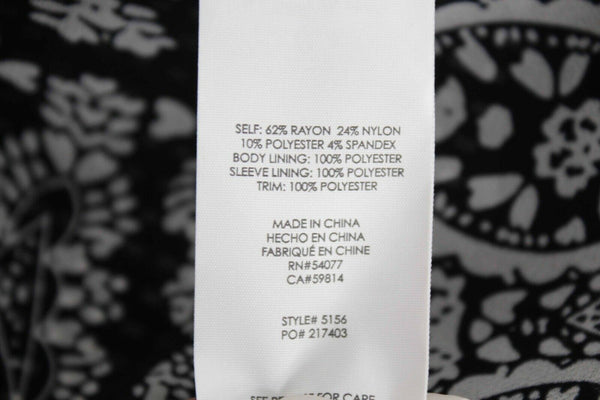 CAbi Sz 4 Black White Square Dotted Lined Chiffon Poly Rayon Blend Jacket