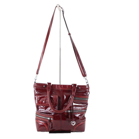 Brighton D562469 13 x 12 x 3 Burgundy Red Inner Pockets Patent Leather Purse