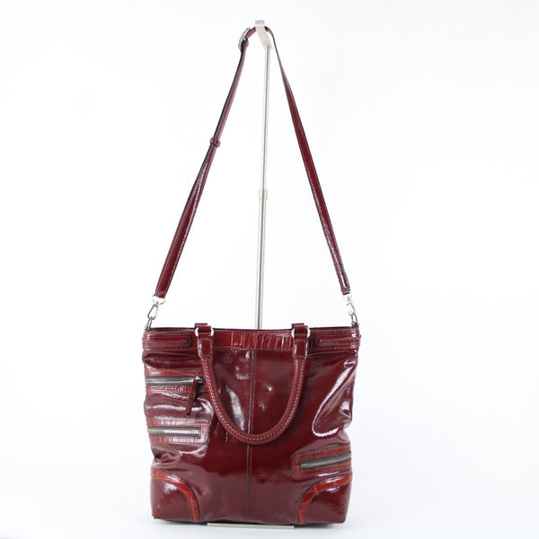 Brighton D562469 13 x 12 x 3 Burgundy Red Inner Pockets Patent Leather Purse